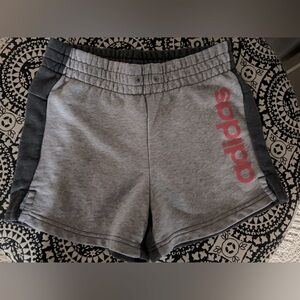 Adidas Women's Gray Shorts with Pink Logo, size small 4-6